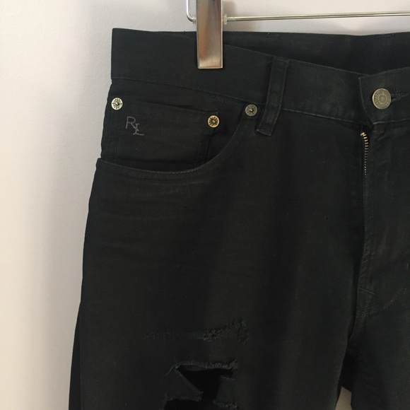 Ralph Lauren Ripped + Distressed Sons of Anarchy Style Black Jeans Denim 30 - Picture 6 of 11